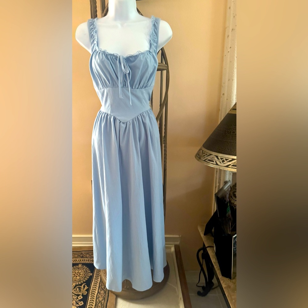 SHEIN Light Blue Romantic Sleeveless Dress Small
